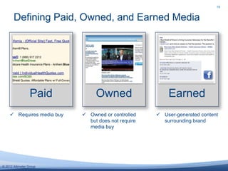 19


       Defining Paid, Owned, and Earned Media




                  Paid           Owned                   Earned
   ...