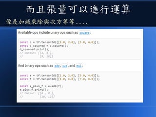 而且張量可以進行運算
像是加減乘除與次方等等 ....
 