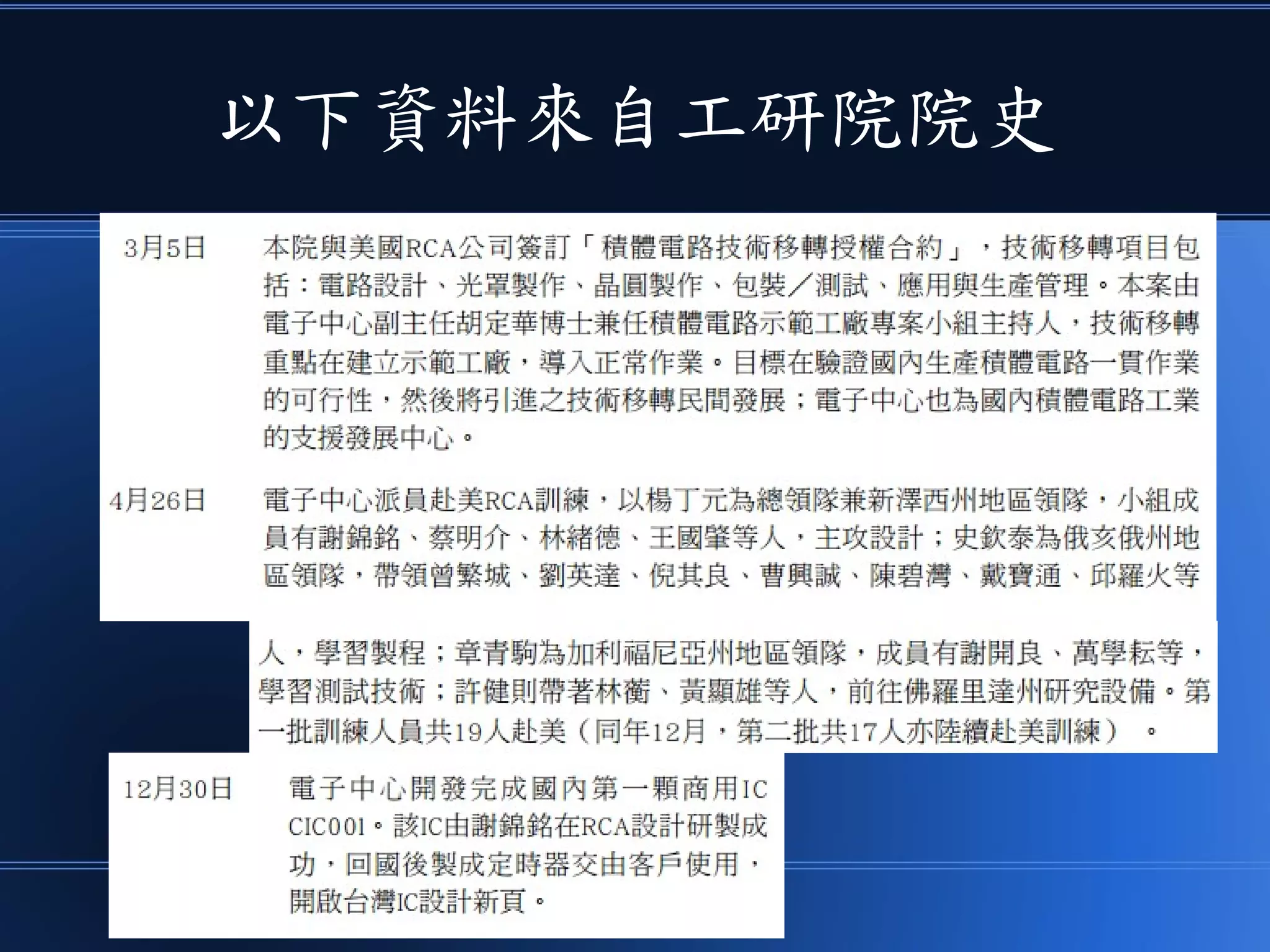 以下資料來自工研院院史
 