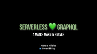 Serverless 💚 GraphQL
Marcia Villalba
@mavi888uy
A Match make in heaven
 