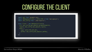 Marcia VillalbaServerless Days Milan
Configure the client
 
