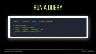Marcia VillalbaServerless Days Milan
Run a query
 