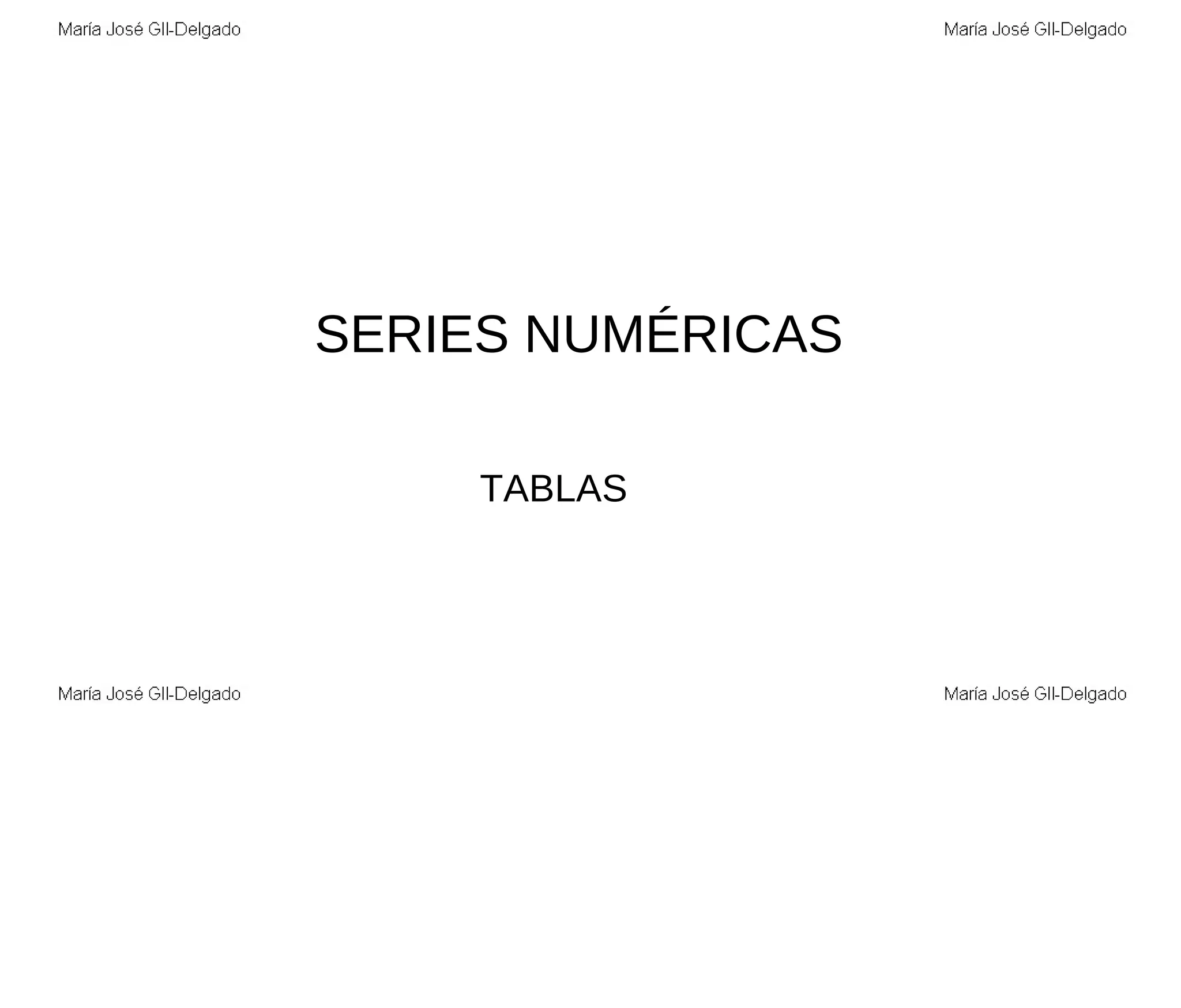 SERIES NUMÉRICAS TABLAS 