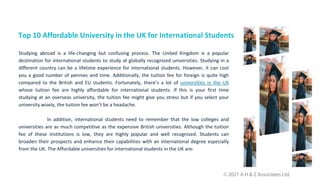 10 Most Affordable UK Universities for International Students | PPTX