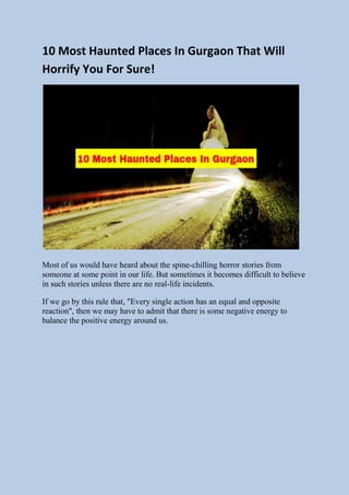 10 most haunted places in gurgaon that will horrify you for sure | PDF