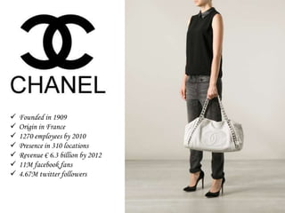 F
 Founded in 1909
 Origin in France
 1270 employees by 2010
 Presence in 310 locations
 Revenue € 6.3 billion by 2012
 11M facebook fans
 4.67M twitter followers
 