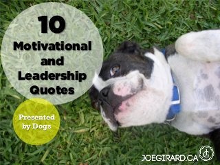 10
Motivational
and
Leadership
Quotes
Presented
by Dogs
 