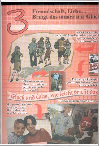 I _ v .
Viele f-reundAcha
aus öer ^runocschu.(2eit zerurecl
c. , • ' V , »
-J jjB _ verändert ä
J r^ * K r //51 / '- r -
/B M m Aucht neueT reu'
Christine meint:
T^UJas vor mir war,
geht t>och m ich—j-
nichts an!"
Freundschaft, Liebe...
Bringt das immer nur
Ul
,,T>aA morj ich/äacjt J
„wenn M-ichel mich amt
unc> zärtlich kt
; ~ 1 ' 1.....V — t ~ T “ h
I S , wie
Sonja unt> M-e(anie
ergänzen sich.
Siej fühlen Aich
'wie Schwertern.
Sie haben gem einsam e Interea
 