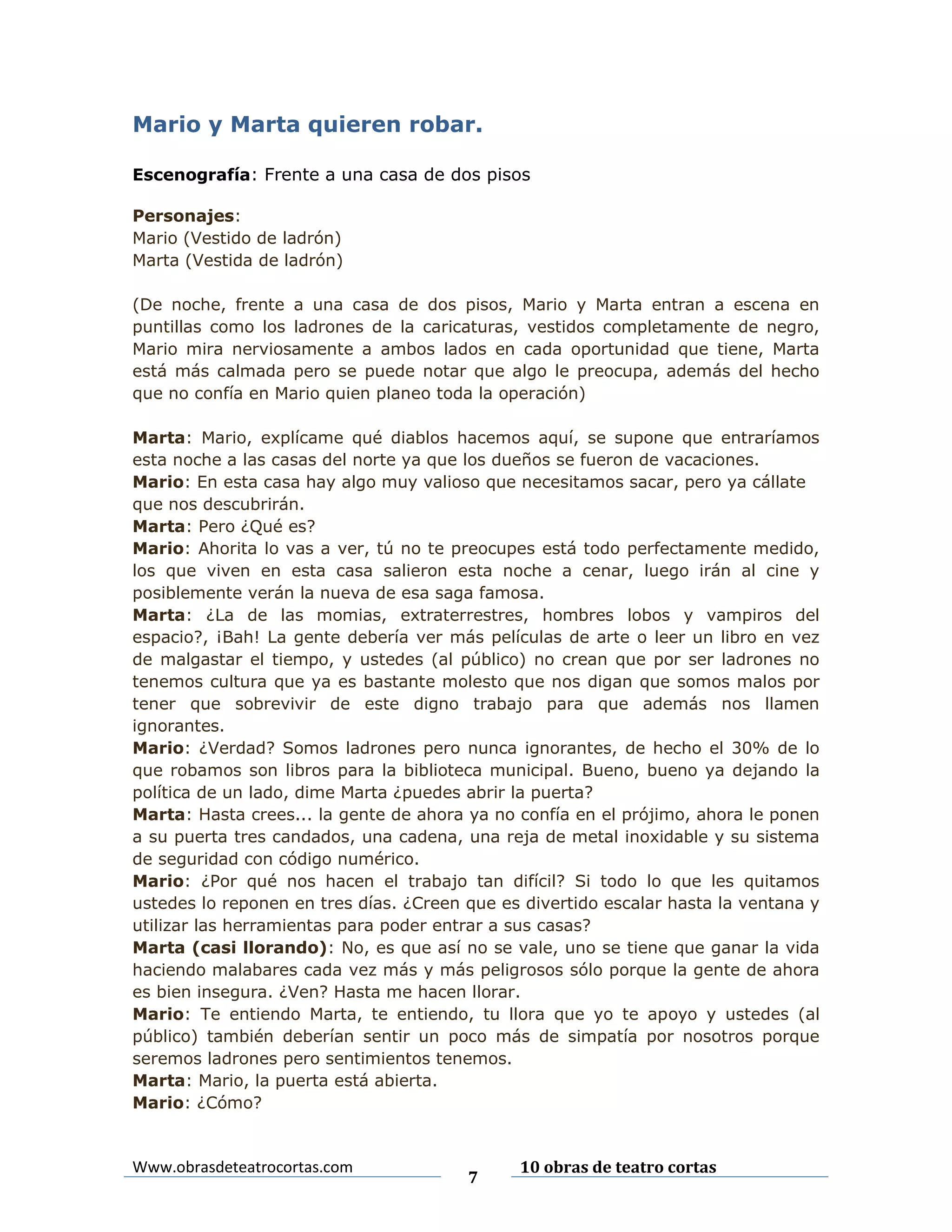 10 obras de teatro cortas alan rejon | PDF