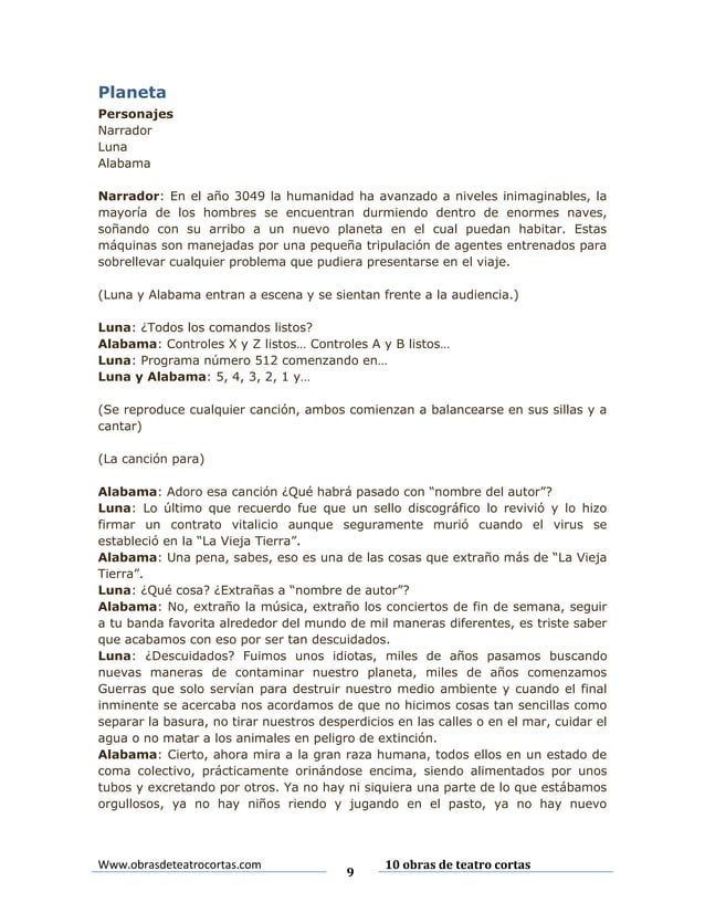 10 obras de teatro cortas alan rejon | PDF
