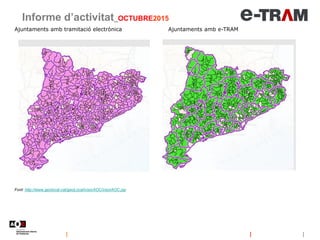 Ajuntaments amb tramitació electrònica Ajuntaments amb e-TRAM
Informe d’activitat_OCTUBRE2015
Font: http://www.geolocal.ca...