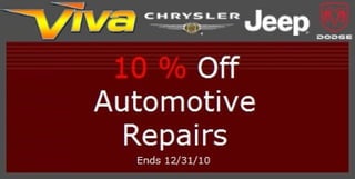 10% OFF Automotive Repairs Special – Viva Dodge Chrysler Jeep El Paso TX