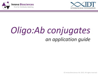 © Innova Biosciences ltd. 2013. All rights reserved
Oligo:Ab conjugates
an application guide
 