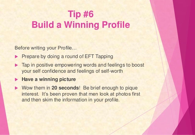 profile writing tip dating Online dating may disappoint, however, if suitors are few or the wrong type these tips will help you write a dating profile that maximizes your chances for finding love. profile writing tip dating Online dating may disappoint, however, if suitors are few or the wrong type these tips will help you write a dating profile that maximizes your chances for finding love.