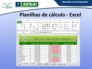 Planilhas de cálculo - Excel

 
