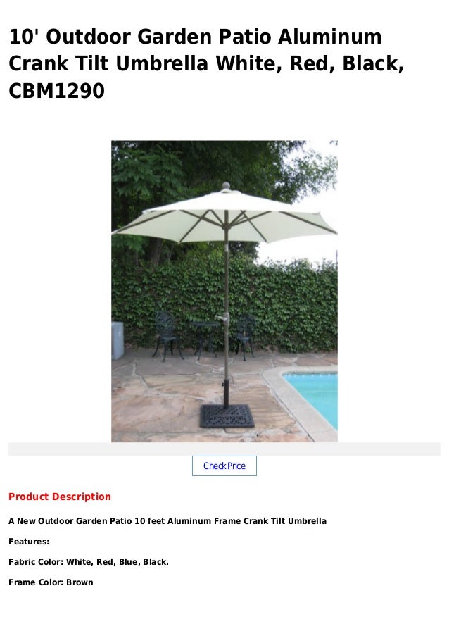 10 Outdoor Garden Patio Aluminum Crank Tilt Umbrella White Red Bla
