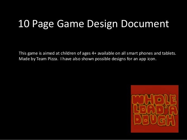 10 Page Pitch For Game Design