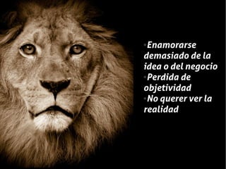 ●Enamorarse
demasiado de la
idea o del negocio
●Perdida de


objetividad
●No querer ver la


realidad
 