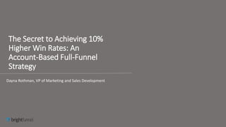 The Secret to Achieving 10%
Higher Win Rates: An
Account-Based Full-Funnel
Strategy
Dayna Rothman, VP of Marketing and Sales Development
 