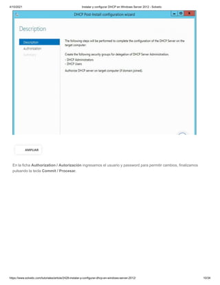 10 pg. instalar y configurar dhcp en windows server 2012 - solvetic | PDF