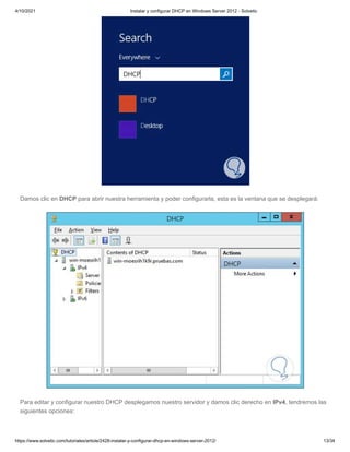 10 pg. instalar y configurar dhcp en windows server 2012 - solvetic | PDF