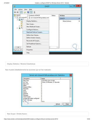 10 pg. instalar y configurar dhcp en windows server 2012 - solvetic | PDF