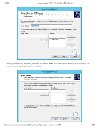 10 pg. instalar y configurar dhcp en windows server 2012 - solvetic | PDF