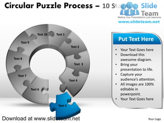 10 pieces pie chart circular puzzle with hole in center process ...