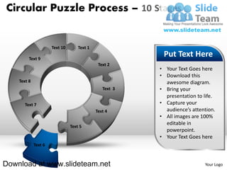 10 pieces pie chart circular puzzle with hole in center process ...
