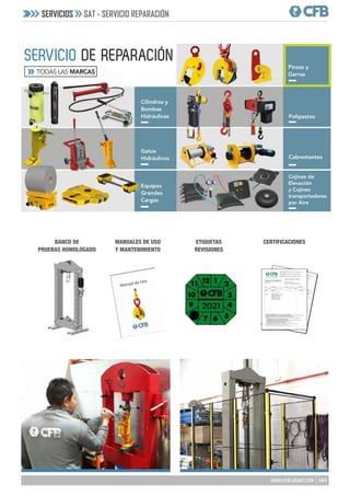 143
WWW.CFBLASANT.COM
SERVICIO DE REPARACIÓN
TODAS LAS MARCAS
»
Cilindros y
Bombas
Hidráulicas
Gatos
Hidráulicos
Pinzas y
Garras
Equipos
Grandes
Cargas
Cojines de
Elevación
y Cojines
transportadores
por Aire
Polipastos
Cabrestantes
SERVICIOS SAT - SERVICIO REPARACIÓN




 

























 













































**CAR
GO FLET
BLAS
ANT,S.L. BARC
ELON
A
CERTIFICADO DE CONFORMIDAD
MARE DE DÉU DE NÚRIA 4
N.I.F.:B-602
67291
08830
SANT
BOI DE LLOBREGA
T.BARCELONA
FECHA
Nº DOCU
MENT
O
Nº CLIEN
TE
N.I.F.
Nº VENDE
DOR
0
08/10/13
13418
1
4067
B60267291
0
CÓDIG
O
DESCR
IPCIÓ
N
CANT
IDAD
PEDID
O SR. XXXX XXXXX
20210
200
GROM
MET 102MM CMU 217.405KG
2,00
ESLIN
GA GROM
MET 102MM GALV
7X6X3
6WS+
CW EN 1341-
3
LONG
ITUD..... 6.0000 MM
DESA
RROL
LO... 12.000 MM
CMU 217.405 KG SF 4.086
PESO
UNITA
RIO.... XXXXX
KG
DECLARAC
ION DE CONFORMIDAD a efectos de la directiva de máqu
inas 2006/42/CE
Decla
ramos por la prese
nte que el equipo arriba
designado ha sido conce
bido, fabricado y comercializado en toda conformida
d
con las exigencias
fundamenta
les en mater
ia de segur
idad y salud
en las normativas
indica
das.
El prese
nte certificado es nulo en caso de modificació
n del equipo sin nuestro conse
ntimie
nto.
Normativas
:
· Cadenas grado
80 (EN 818-2
ó ISO30
76) · Esling
as de caden
a (EN16
77-1/2
/3/4) · Acces
orios (ISO 8539-
1986)
· Cable
s y esling
as de cable
con sus acces
orios (ISO 7531 y EN13414-1
)
· Pinzas, balancines, ganch
os C e Imane
s (EN13
155 ó UUV1
8 "VBG9
A")
· Esling
as de polies
ter planas (UNE-EN 1492-
1) y tubula
res (UNE-EN 1492-
2) · Sistem
as de trincaje (EN 12195
-2)
· Esling
as textiles uso no reutilizable
(Sin marca
do CE, norma UNE 40901
:2007,
en ausen
cia de la corres
pondiente norma armonizada europ
ea)
· Cáncamos
giratorios DSS y DSR (EN ISO 12100
-1 y 2, EN ISO 13852
, EN 1677-
1)
· Cable
s Arcelo
r Mittal (76/43
4/CEE
y 73/361/CEE
- NF EN 10 204)
Certificació
n: CARG
O FLET
BLASANT,S
.L. tiene implantado
un sistem
a de gestió
n de calida
d segun
la norma
UNE-EN ISO 9001:2008,
registrado por LRQA
,LTD con el nº: SGI 32011
48
· Este certificado ha sido valida
do a través
de nuestro sistem
a inform
ático por el Sr.E.B
.
CERTIFICACIONES
ETIQUETAS
REVISIONES
MANUALES DE USO
Y MANTENIMIENTO
BANCO DE
PRUEBAS HOMOLOGADO
 