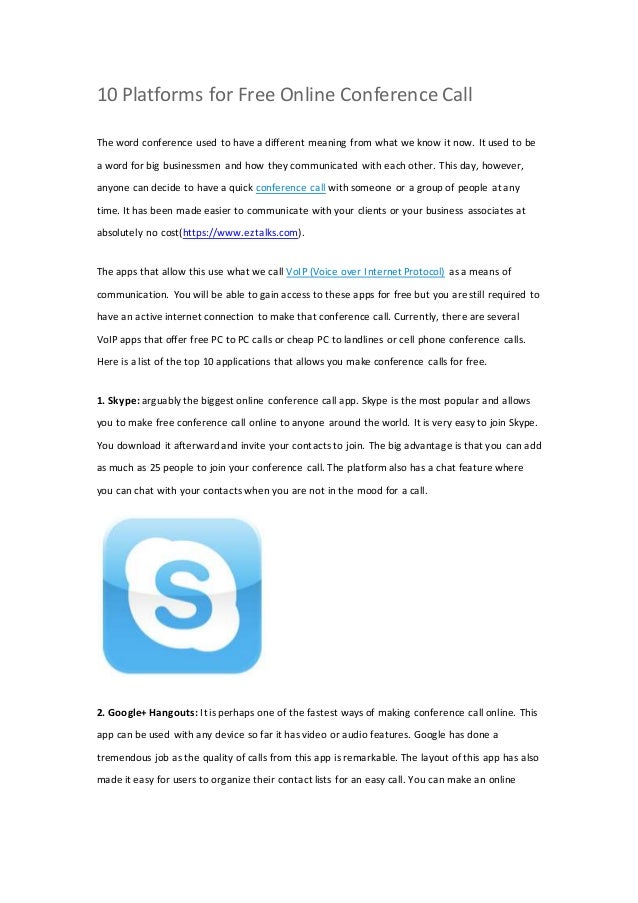 10 platforms for free online conference call