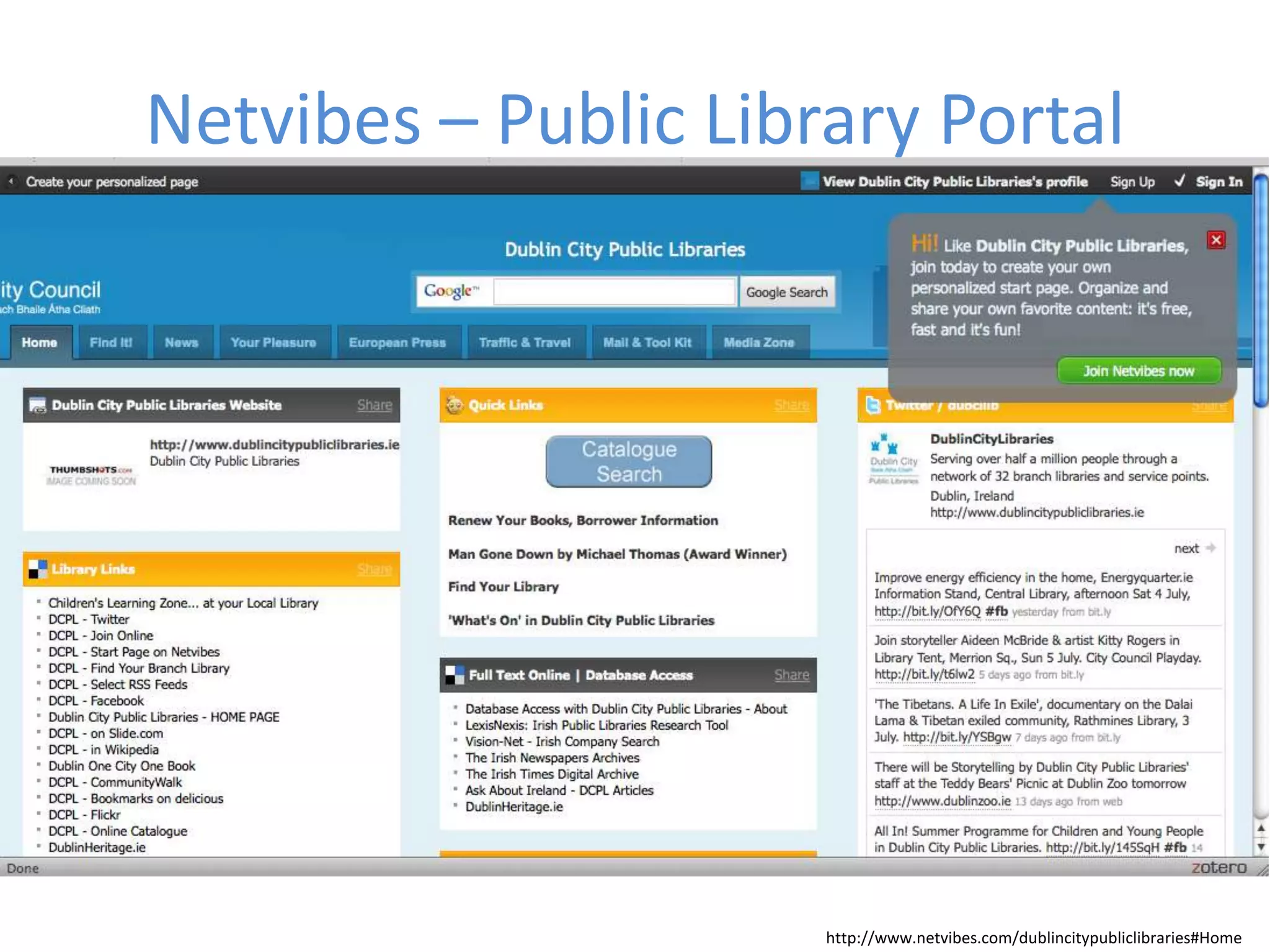 Netvibes Awareness Servicehttp://www.netvibes.com/sathlibraries#Welcome