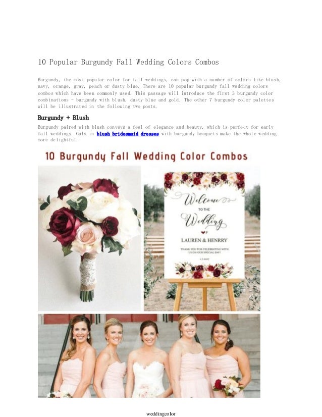 10 Popular Burgundy Fall Wedding Colors Combos