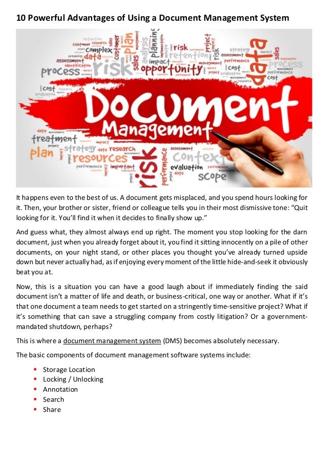 10 powerful advantages of using a document management system