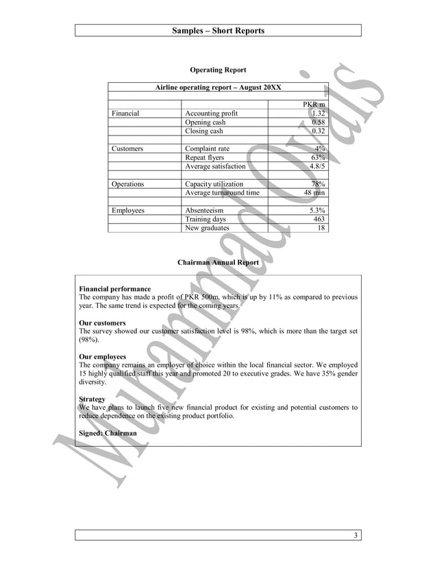 10 practical writing samples - short reports | PDF
