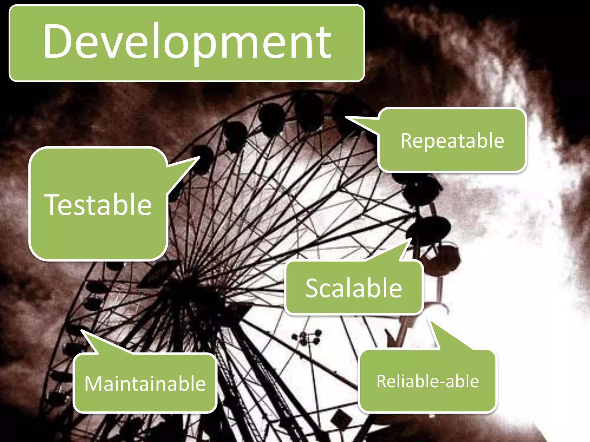 DevelopmentRepeatableTestableScalableReliable-ableMaintainable