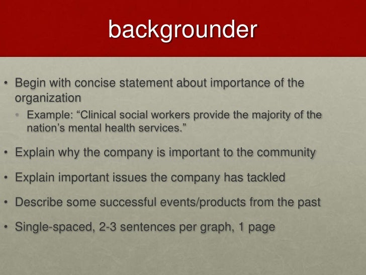 lecture 10 press kits backgrounder format