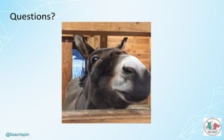 @lisacrispin
Questions?
 