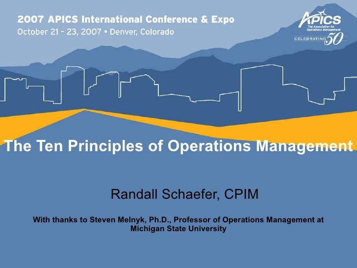 principles of operations management