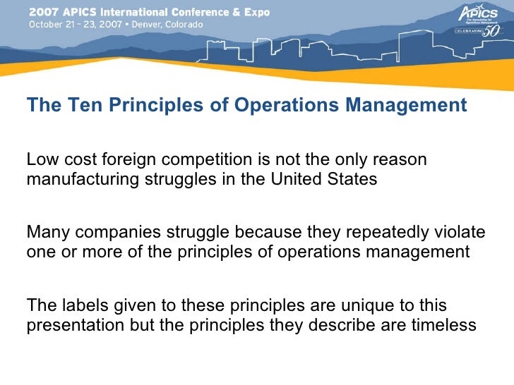 principles of operations management