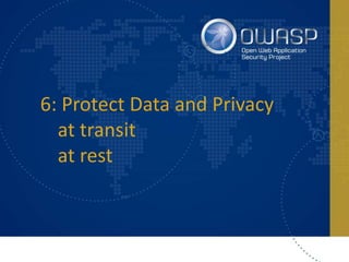Dobre praktyki (in transit)
• TLS
• Dla całości aplikacji
• Cookies: flaga „Secure”
• HTTP Strict Transport Security
• Zes...