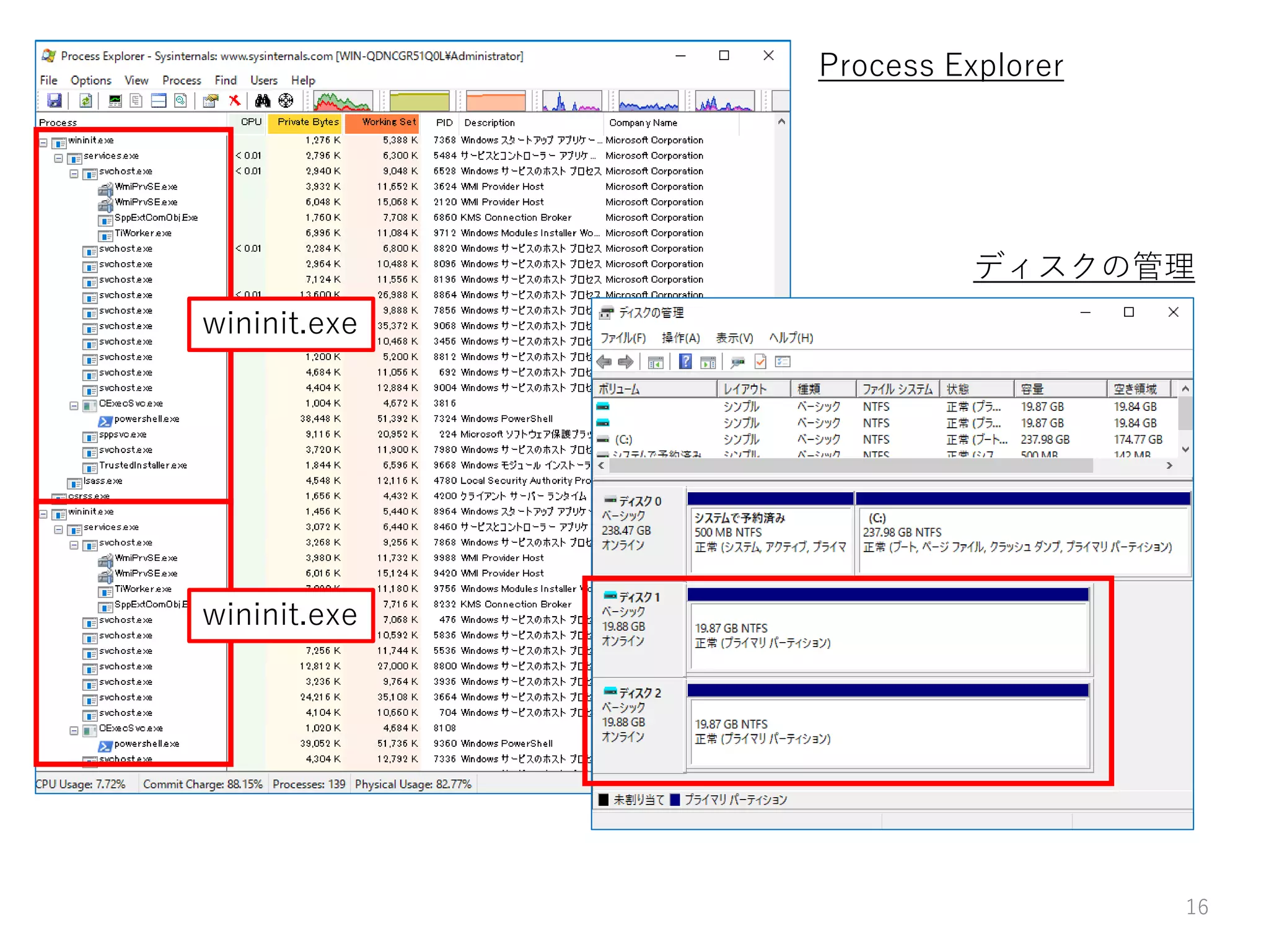 16
Process Explorer
ディスクの管理
wininit.exe
wininit.exe
 
