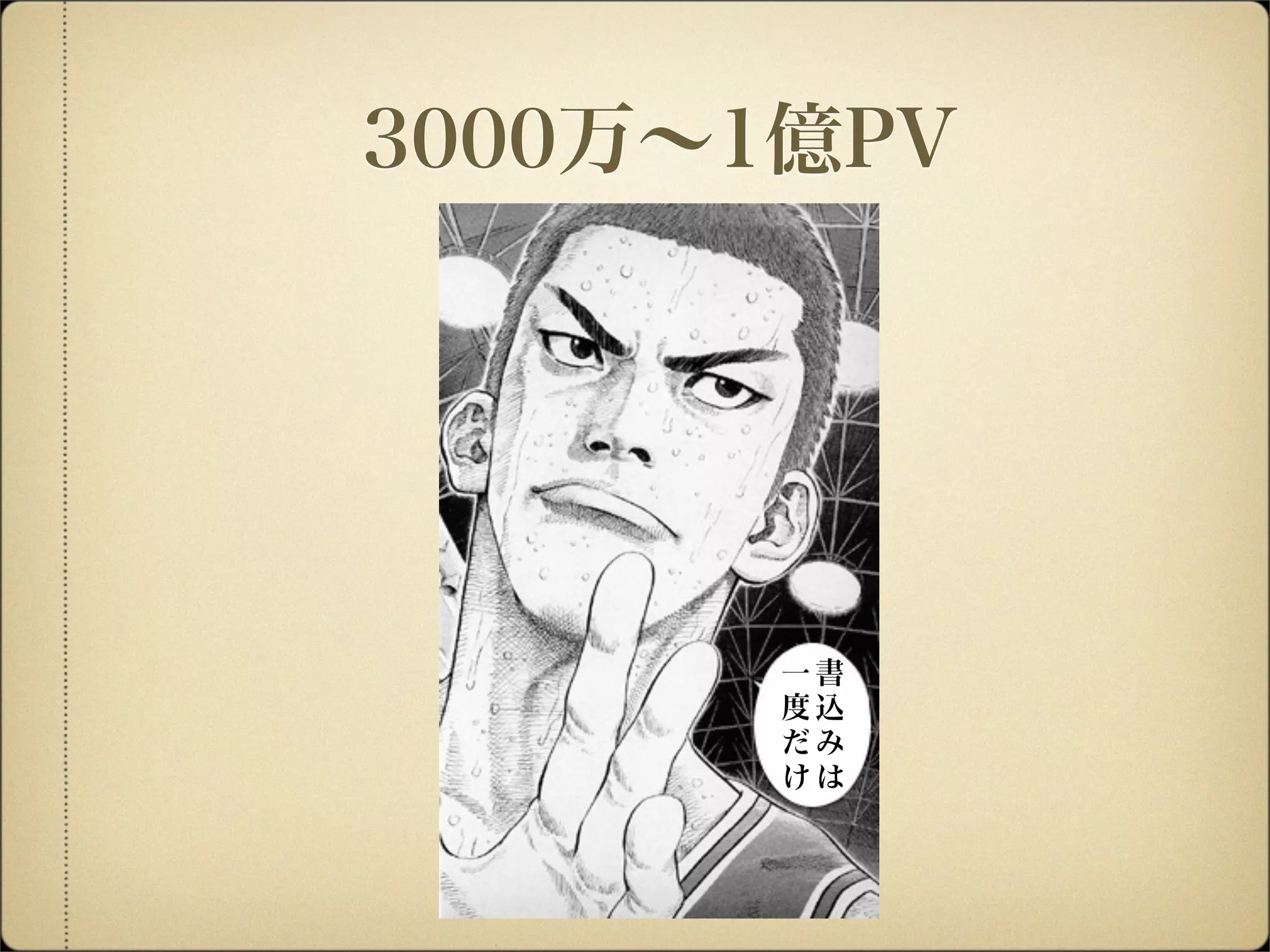 3000万∼1億PV
書
込
み
は
一
度
だ
け
 