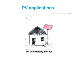 PV applications
                        Akzo-Nobel symposium 2002, Gert Jan Jongerden




  PV with Battery Storage
 