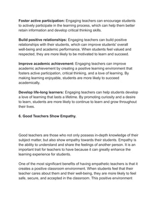 10 Qualities of a Good Teacher | PDF