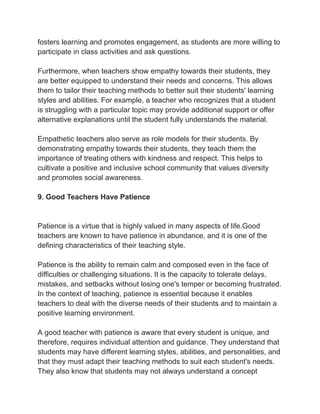 10 Qualities of a Good Teacher | PDF