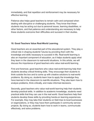 10 Qualities of a Good Teacher | PDF