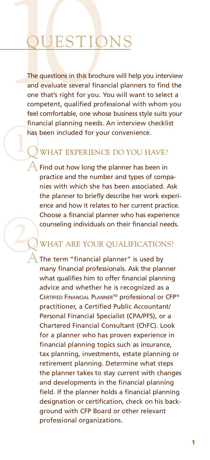 Questions To Ask When Choosing A Financial Planner