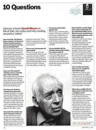 10 questions  why reading should be 'elitist' - harold bloom, literary scholar
