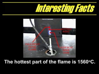 The hottest part of the flame is 1560o
C.
 